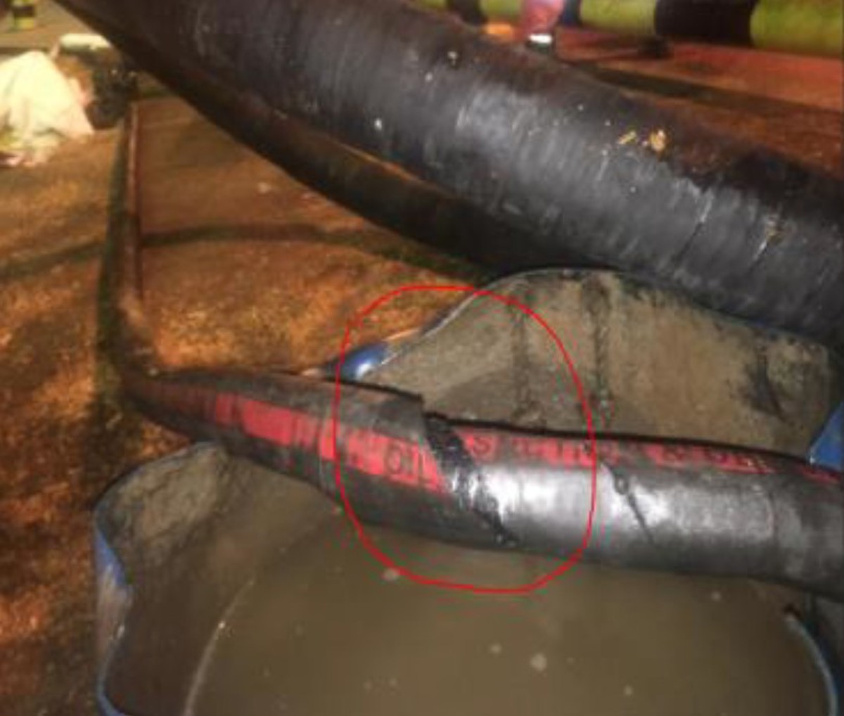 IMCA SF Fuel oil hose burst during bunkering Section of the hose that failed
