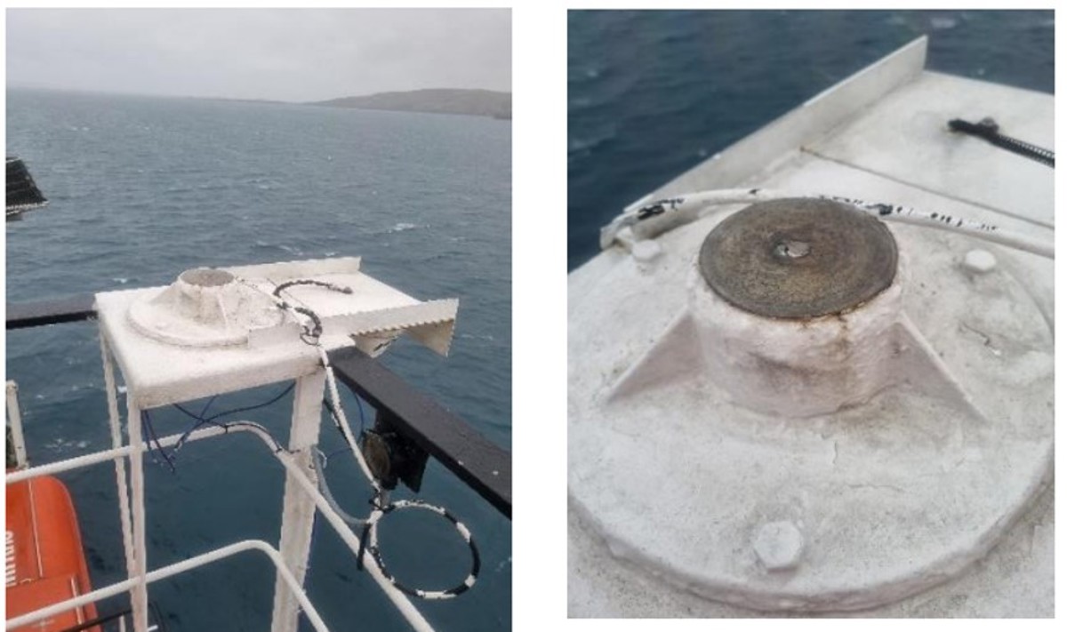 Dropped searchlight following heavy weather