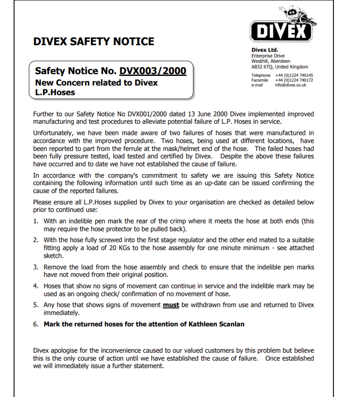 Sf 0700 New Concern Related To Divex Lp Hoses 1