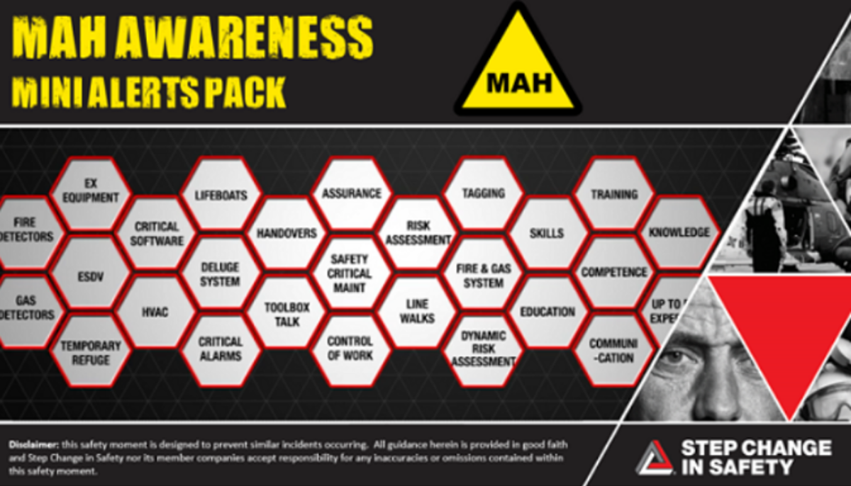 Step Change in Safety have published a safety moment or “mini alerts pack” on Major Accident Hazard (MAH) Awareness