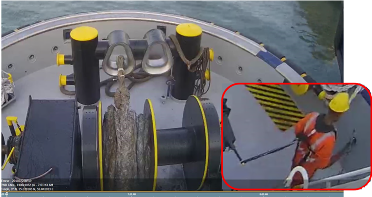 IMCA SF Snagging hazards 3 Workers lifejacket caught on lever