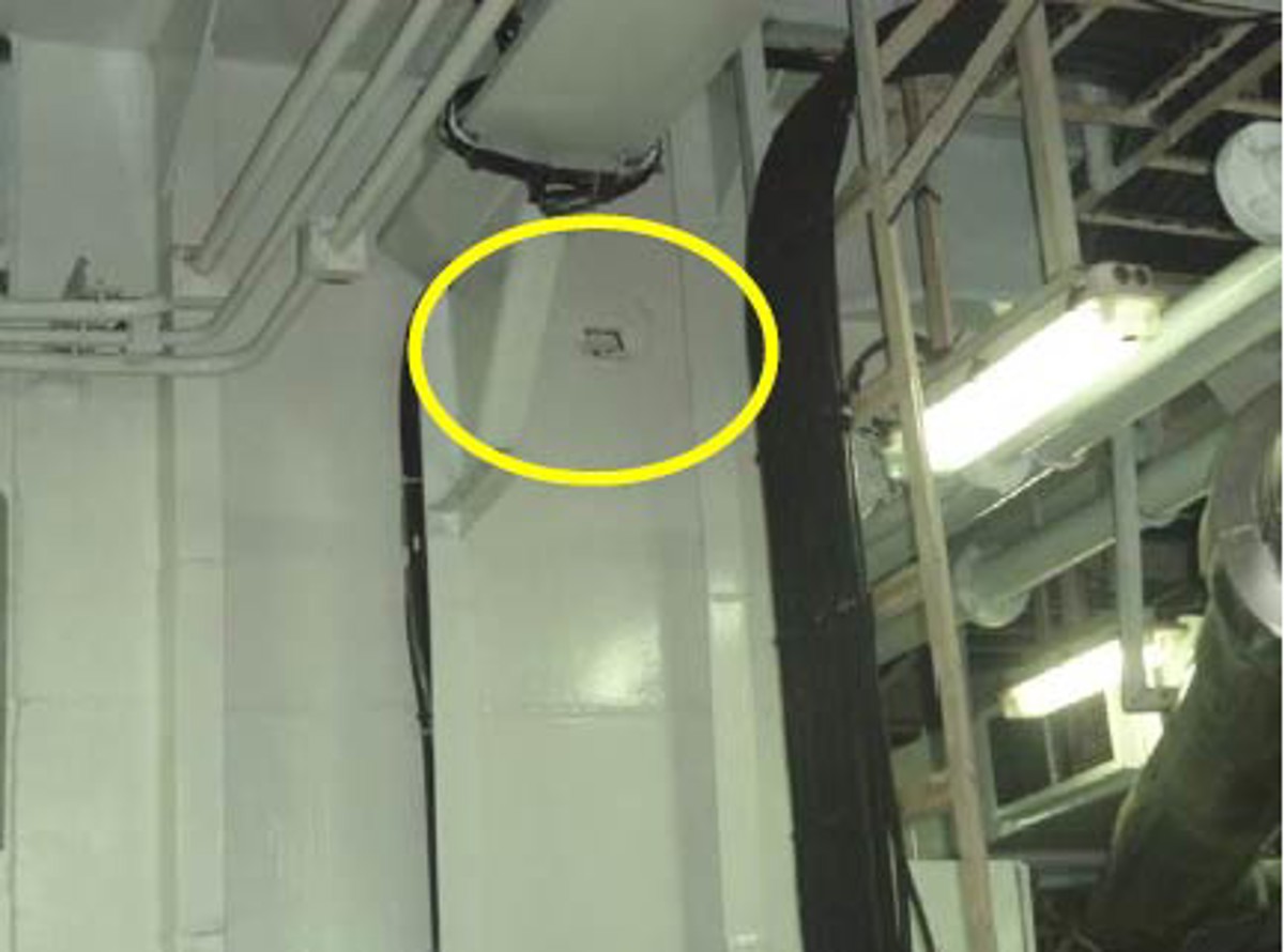 damage to engine room wall (other side of moonpool) following stopper bar broken