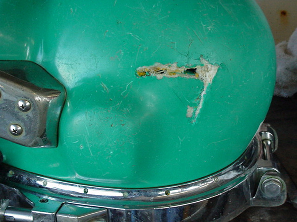 Damaged divers helmet