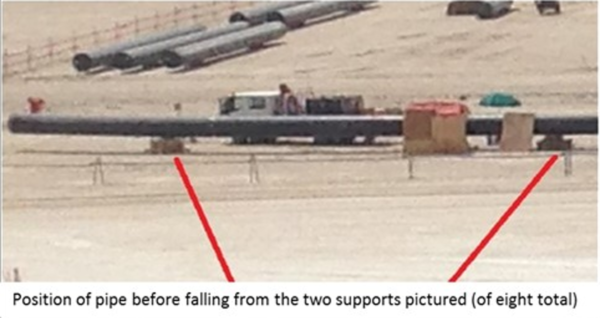 Position of pipe before incident