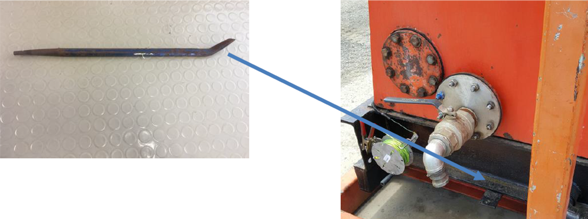 Potential dropped objects left on loaded cargo Crow bar