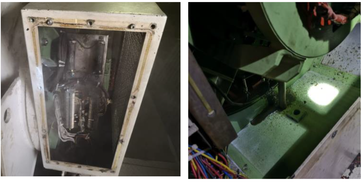 The incident occurred when a diesel generator was being maintained by a third-party maintenance team. On completion of a change of alternator bearings, the generator was tested at idling speed, and no problem was found. But when the generator was tested at operational speed, after a few minutes fire came out of the non drive end exciters. The alarm was raised; the generator was brought to an emergency stop and the fire was put out with an extinguisher.