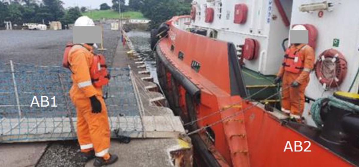 MOB: Person fell into water during gangway installation