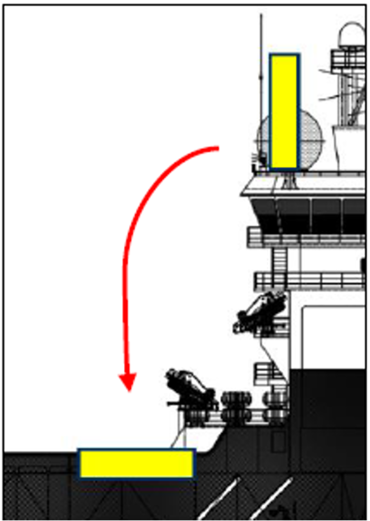 Day Signal mast broke off and fell to deck diagram