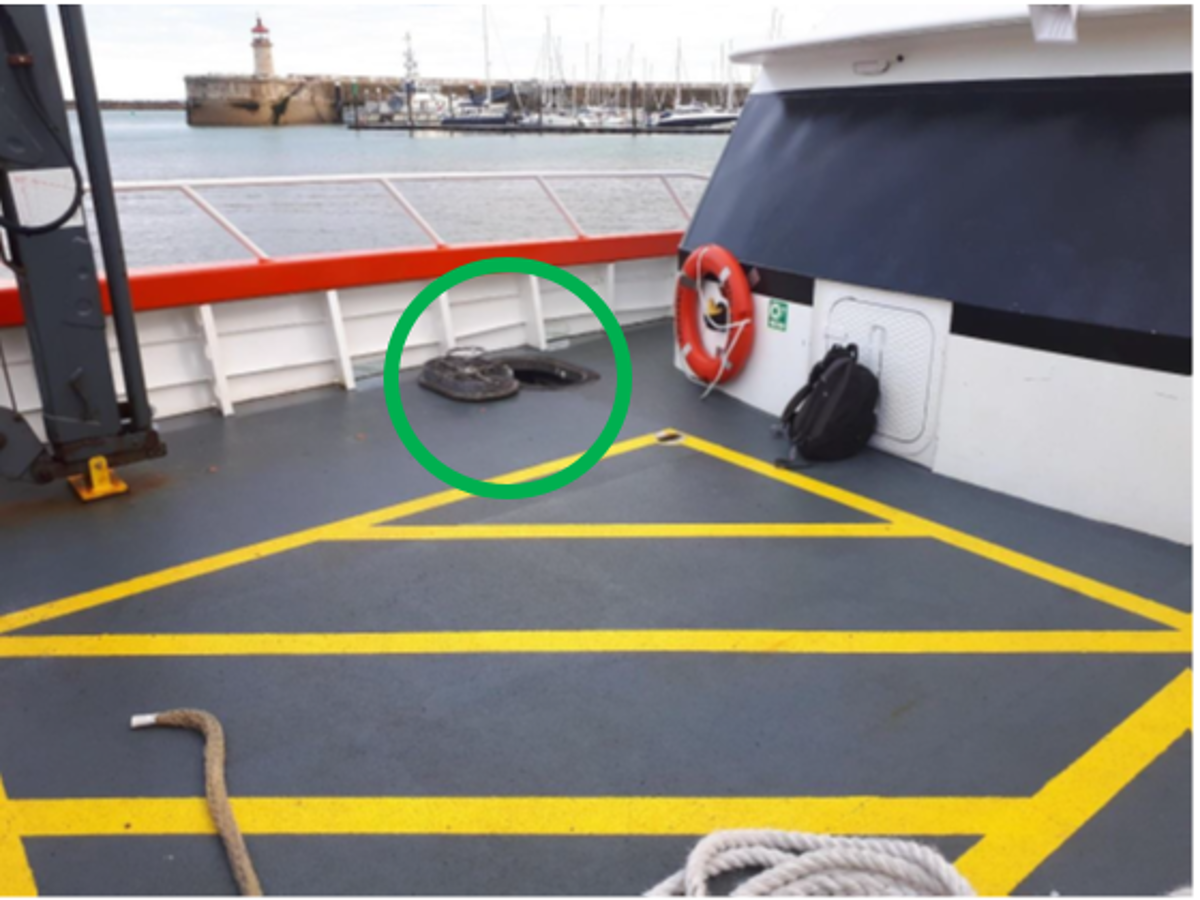 IMCA SF LTI: Step into open deck hatch causes fall During personnel transfer operations on an offshore renewables crew transfer vessel (CTV), a deckhand stepped backwards into an open hatch and fell, resulting in an injury.