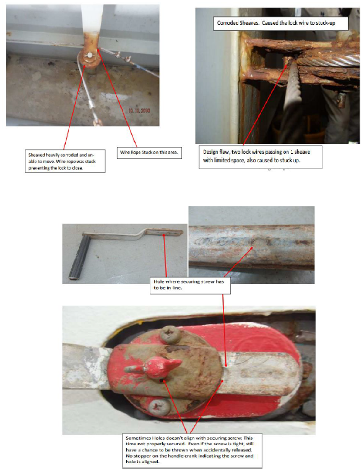 crank handle flew through the air, hitting the crew member's right leg