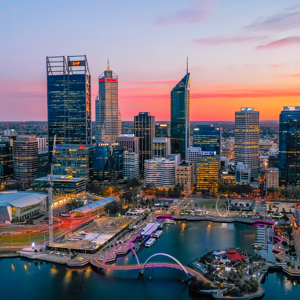 Aerial photo of Perth, Australia skyline