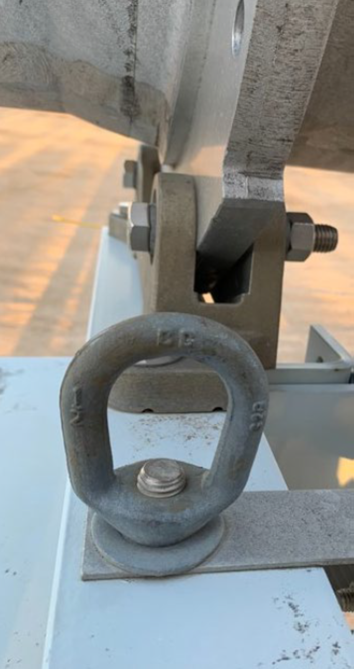 The attachment points, for the 4-leg bridle chain to the load were four machined eye-nuts A student questioned the safe working load limit of the 1/2" eye-nut, which was assumed to be installed by the manufacturer of the item being lifted. After researching the eye-nut, a note was found accompanied with the load chart stating that the eye-nut installed was “for in-line picks only." At that point, work was stopped. The rigging plan to be used involved rigging on the eye-nuts at a 60° angle. Not only were the eye-nuts not being used as intended.