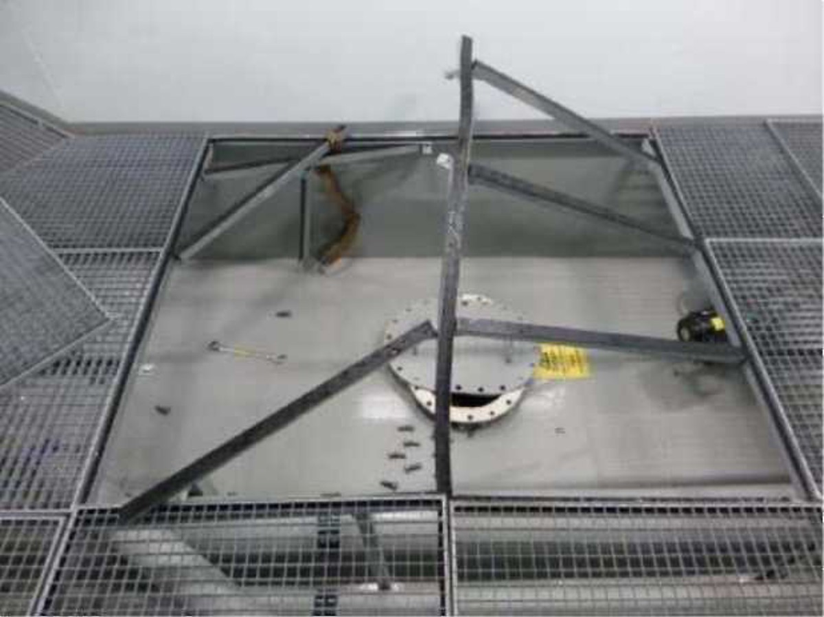 damaged grating and manhole from starboard side