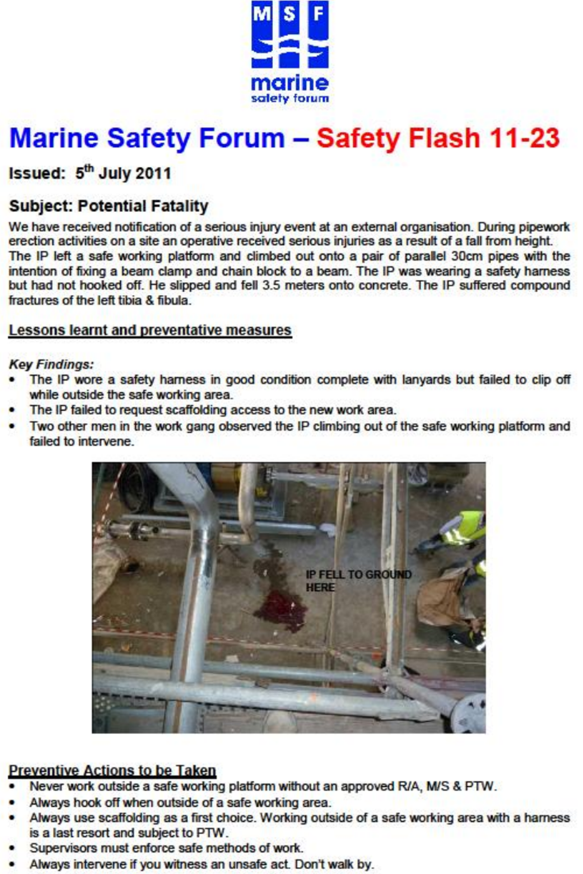 Msf Safety Flash 11 23