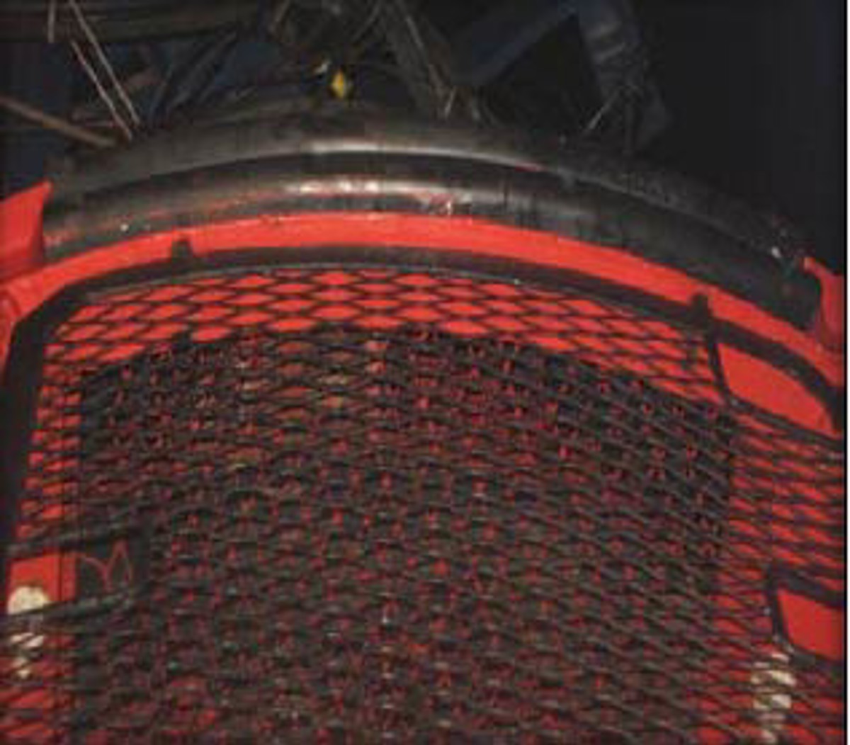 TMS protection gate showing ‘cut-outs’ which are used as foot-holds