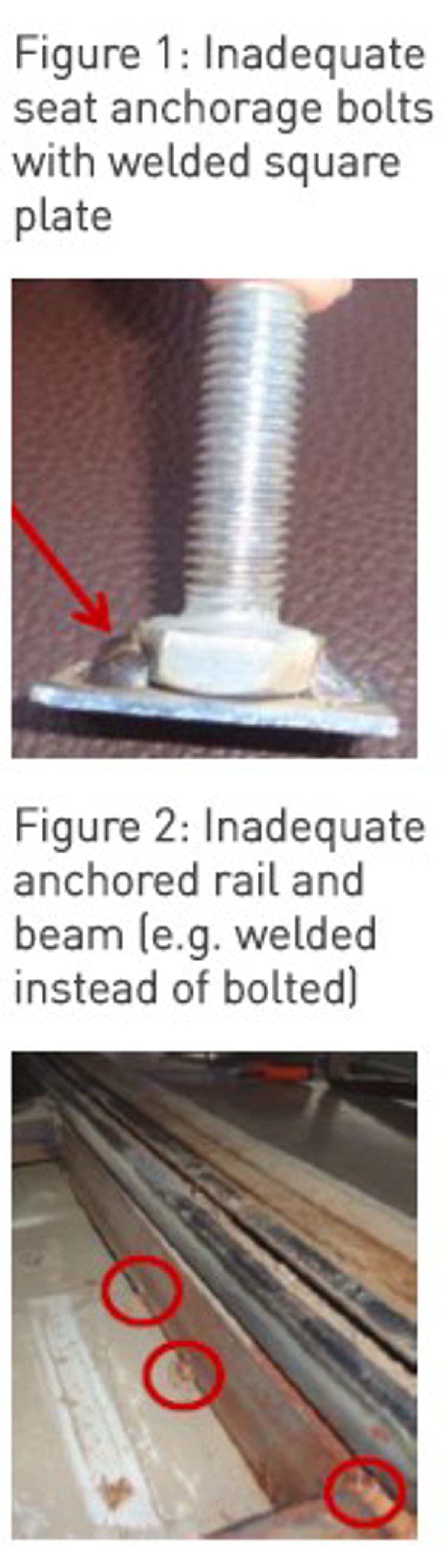  Inspected vehicles were found to be out of conformance with the standards set out by United Nations Vehicle Regulations 17 for seat anchoring – see the UNECE websitefor details.