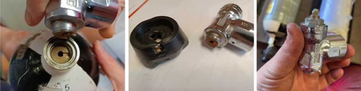 pillar valve broke off top of breathing air cylinder 
