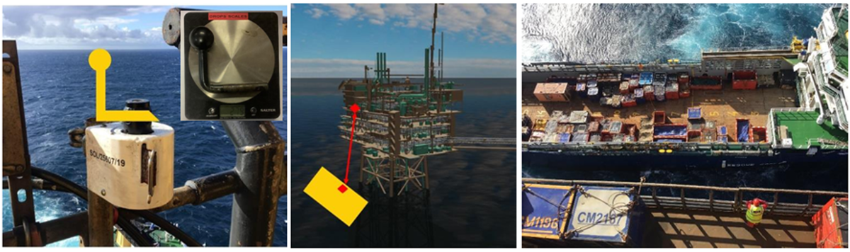 Barrier tape mechanism handle; location of the mechanism; supply vessel  During routine supply vessel operations, a deck crew person on an offshore platform was establishing  barriers for safe lifting of cargo onto the platform’s weather deck. On extraction of the fixed barrier tape the handle  was seen to eject from the mechanism and fall, eventually landing 45m below onto the deck of a supply vessel.  Whilst nobody on the supply vessel was on the deck at the time, this had the potential to have been a fatality.