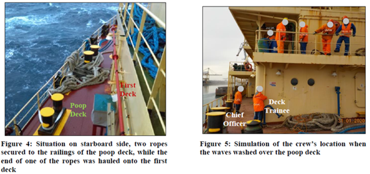 IMCA SF Three man overboard fatalities Two crew members fell overboard after two large waves washed over the poop deck