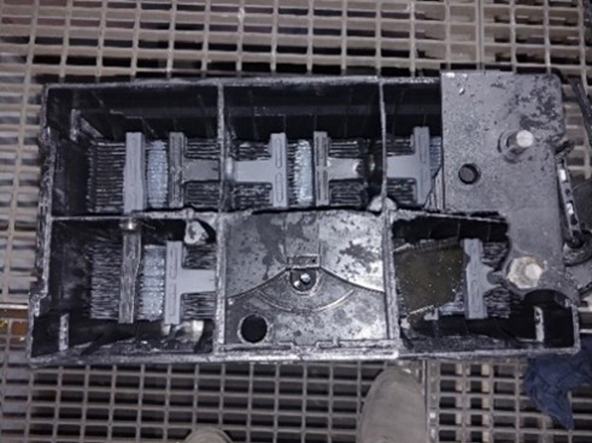 One of the batteries in the bank for the generator had suffered a critical failure resulting in the top of the battery case being destroyed