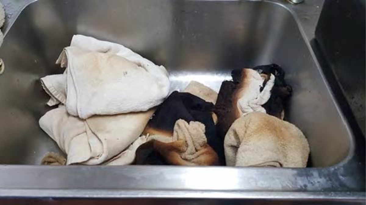 IMCA SF Fire: Spontaneous combustion of towels 1 Burned towels