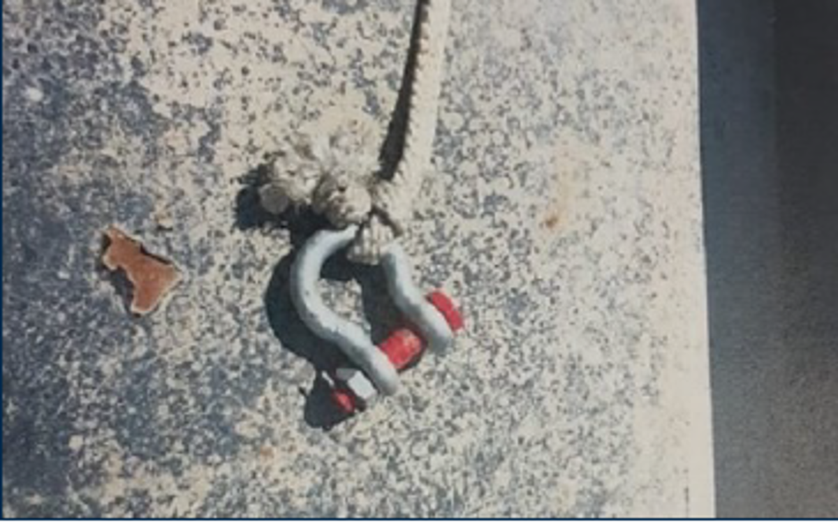IMCA SF 30/19: Improper use of heaving line 9 4 ton shackle attached to a heaving line