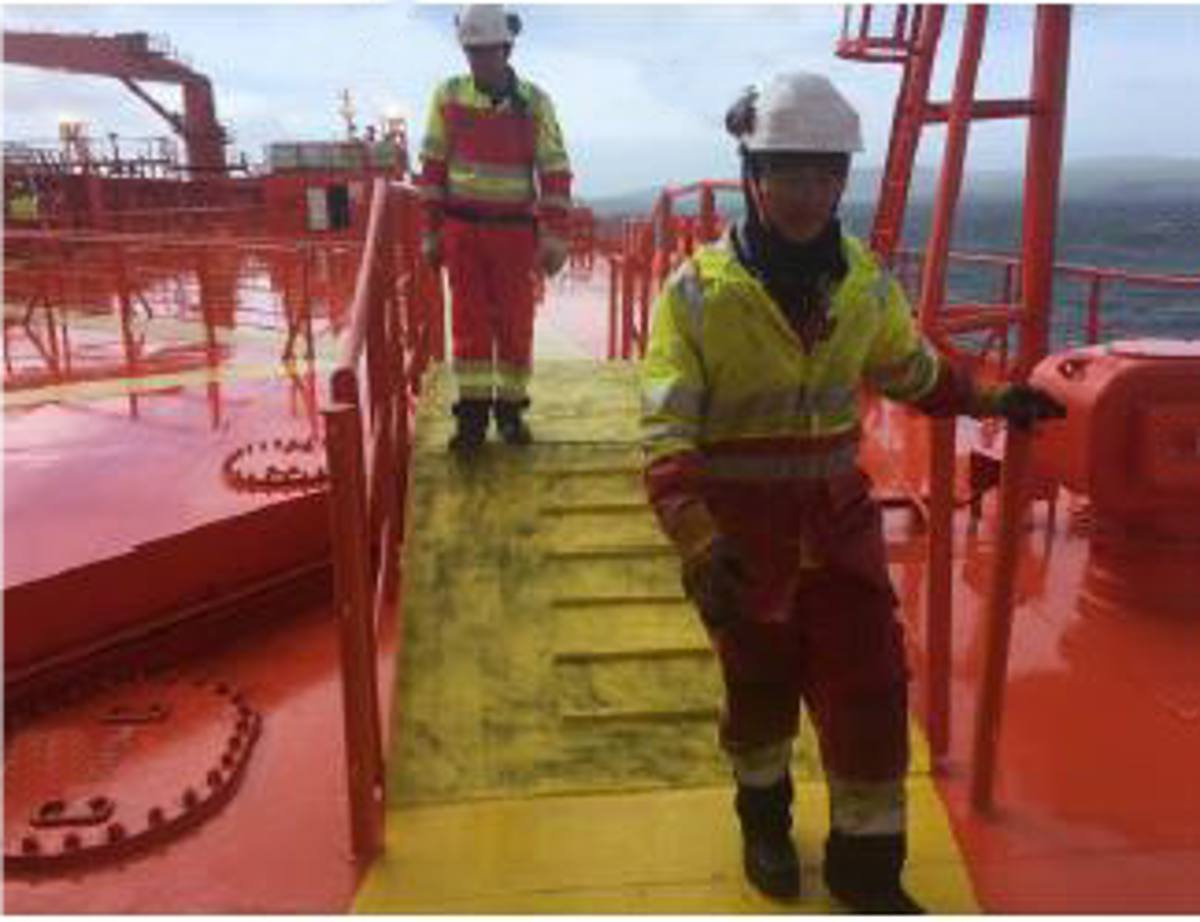 Chief Officer slipped on ramping deck