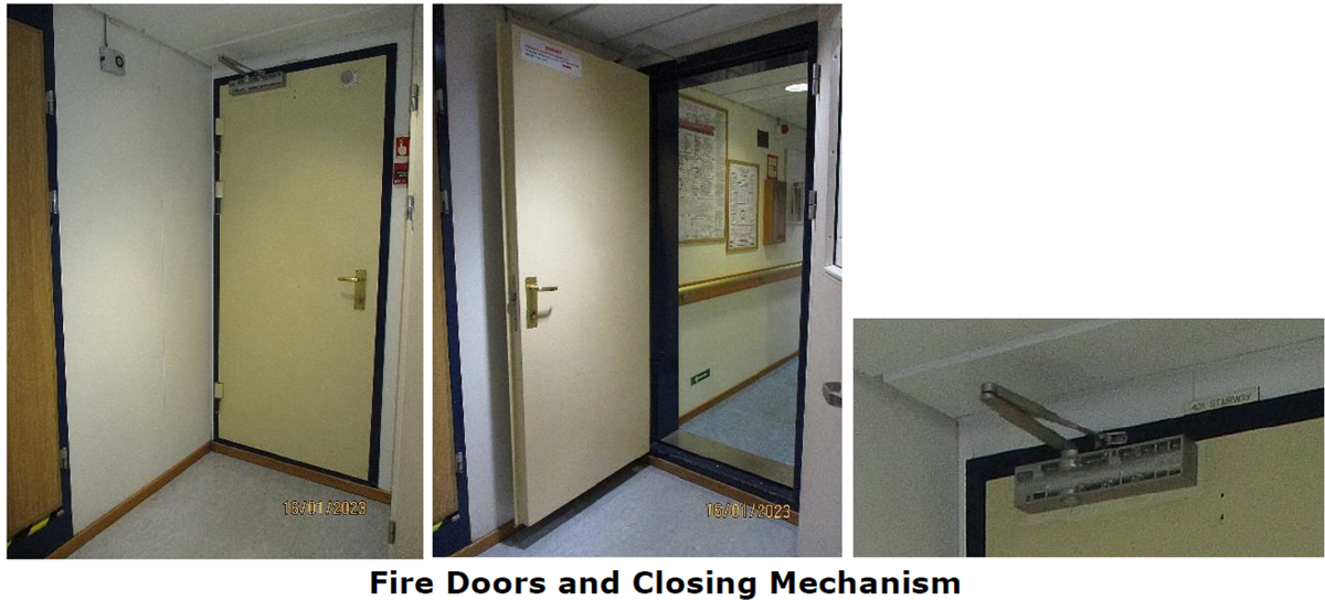 Fire doors and closing mechanism