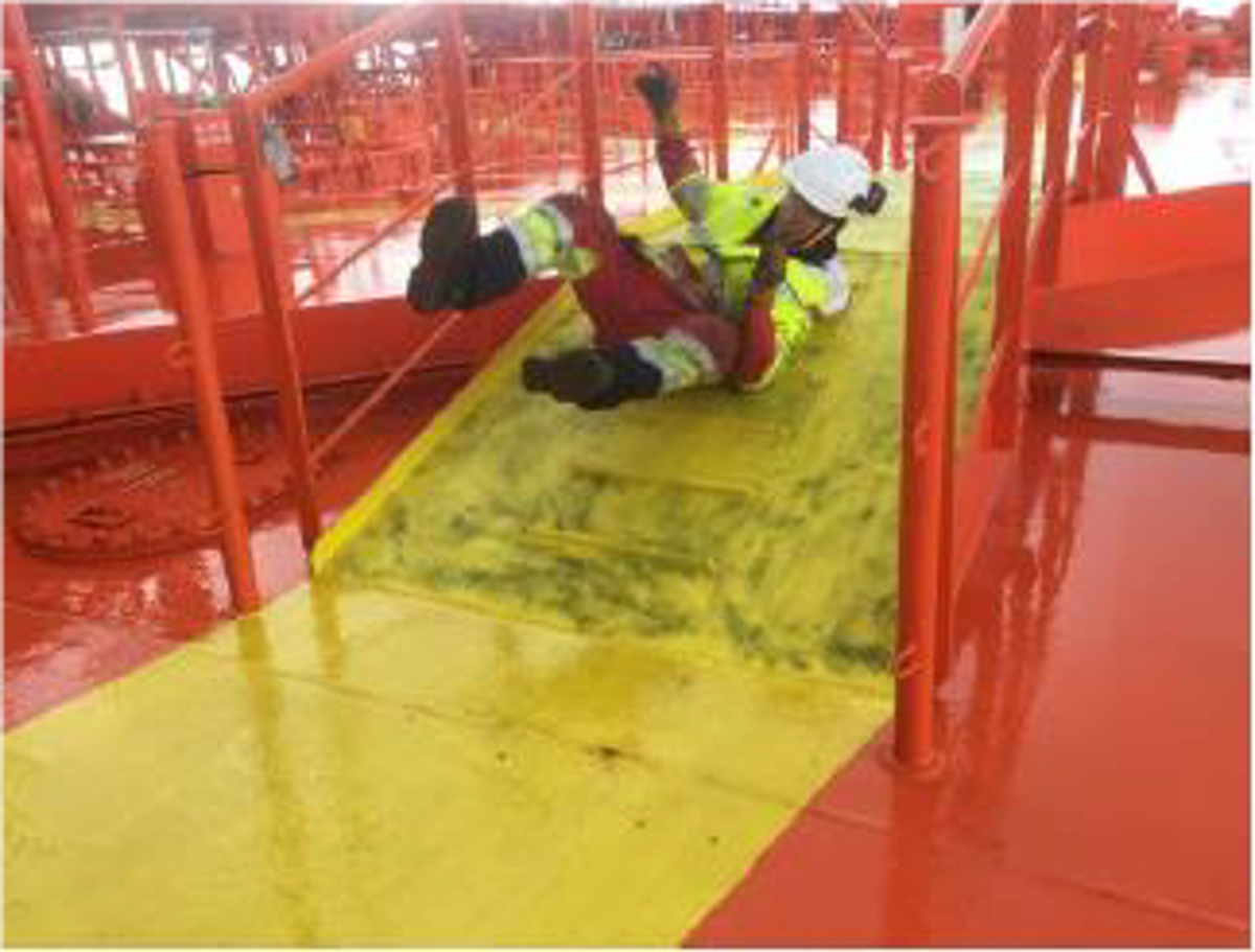Chief Officer slipped on ramping deck