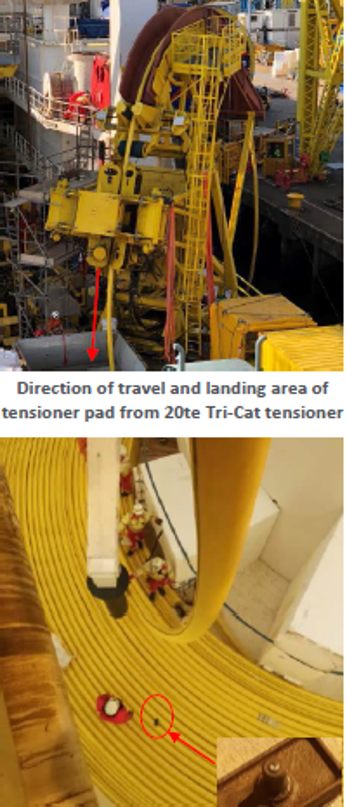 IMCA SF High potential near miss: tensioner pad dropped to under deck carousel 20te Tr-Cat tensioner