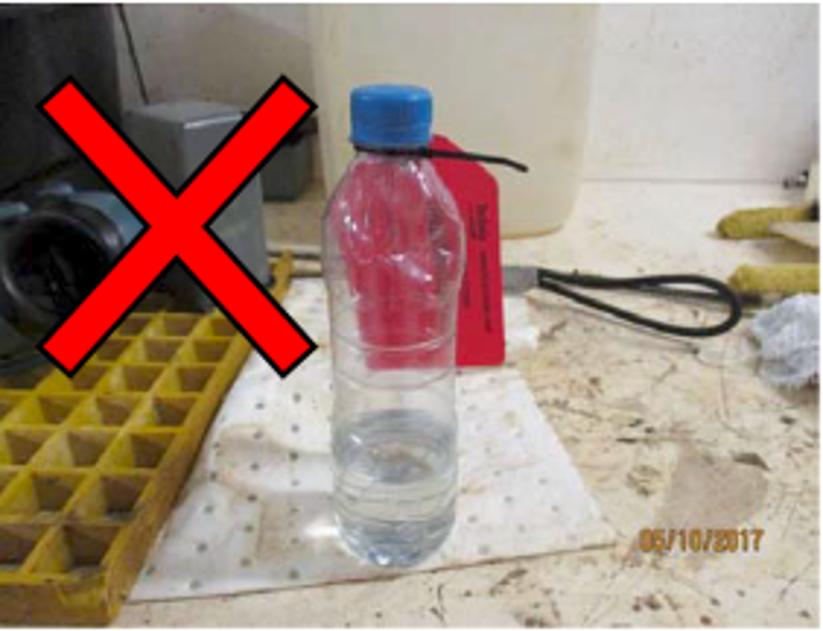Unlabelled containers: Chemicals stored in drinking water bottles