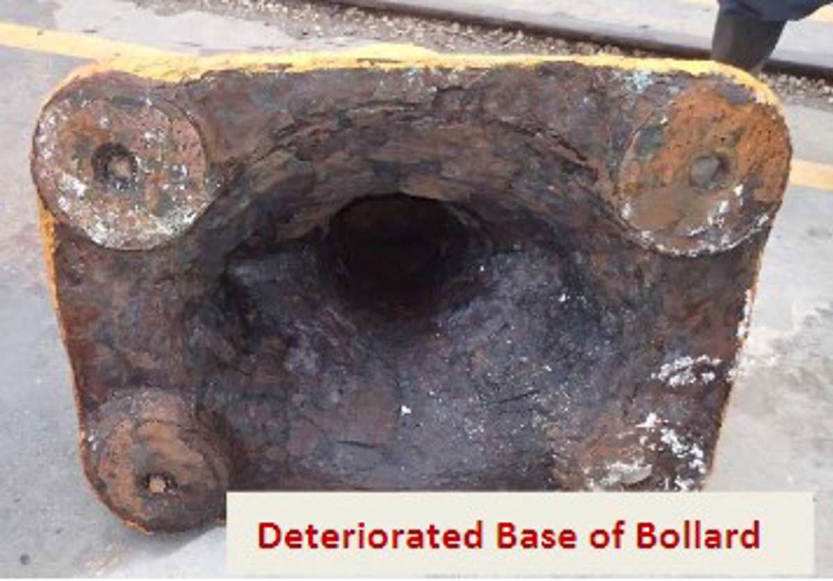 Deteriorated base of bollard