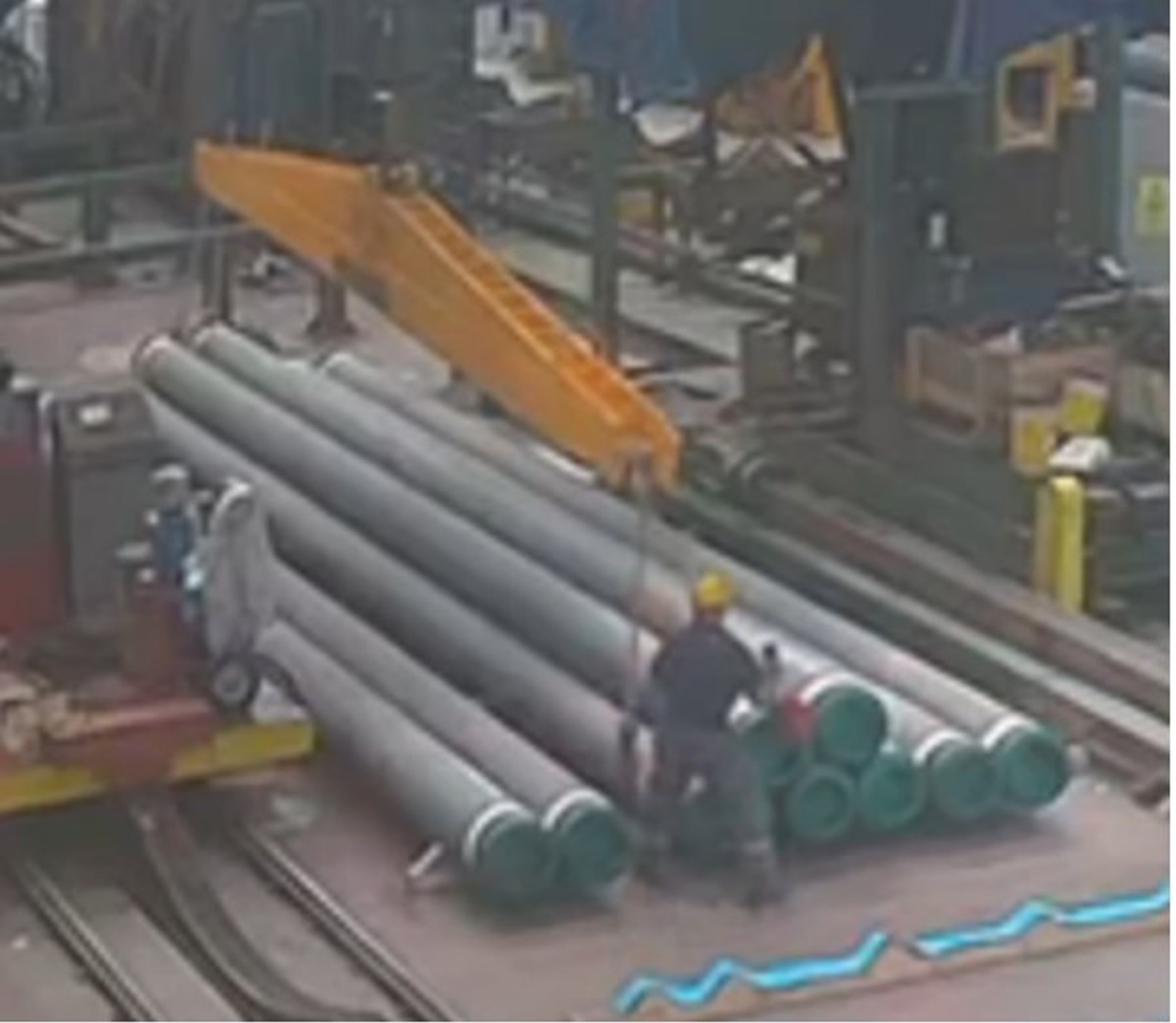 Crew members ankle becomes trapped in pipe stack