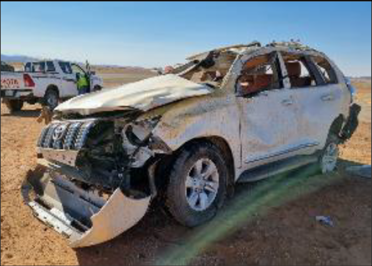 company vehicle drifted onto hard shoulder and crashed into police vehicle