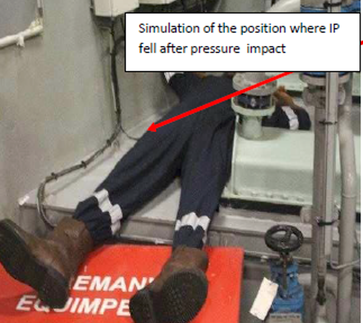 Simulation of the position where IP fell after pressure impact