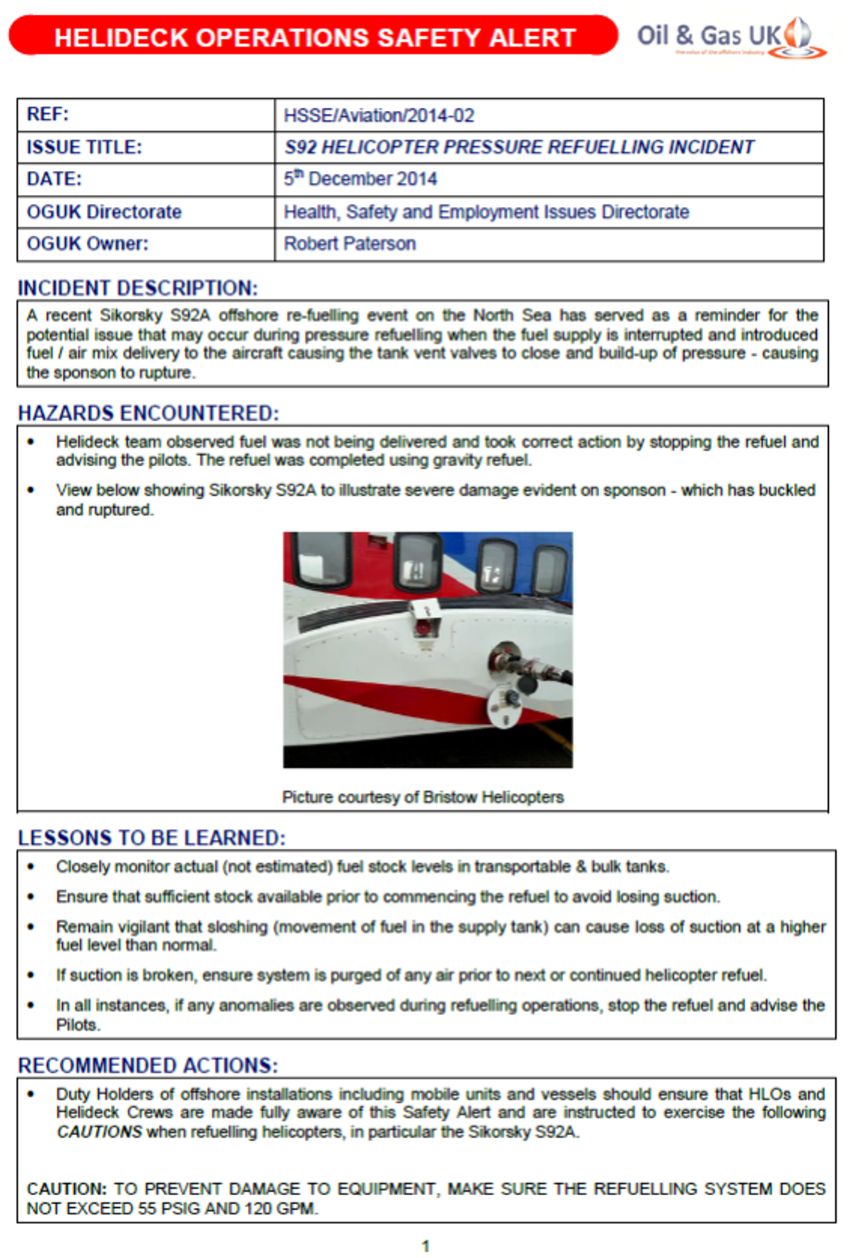 Helideck Operations Safety Alert 1 Helideck Operations Safety Alert 1