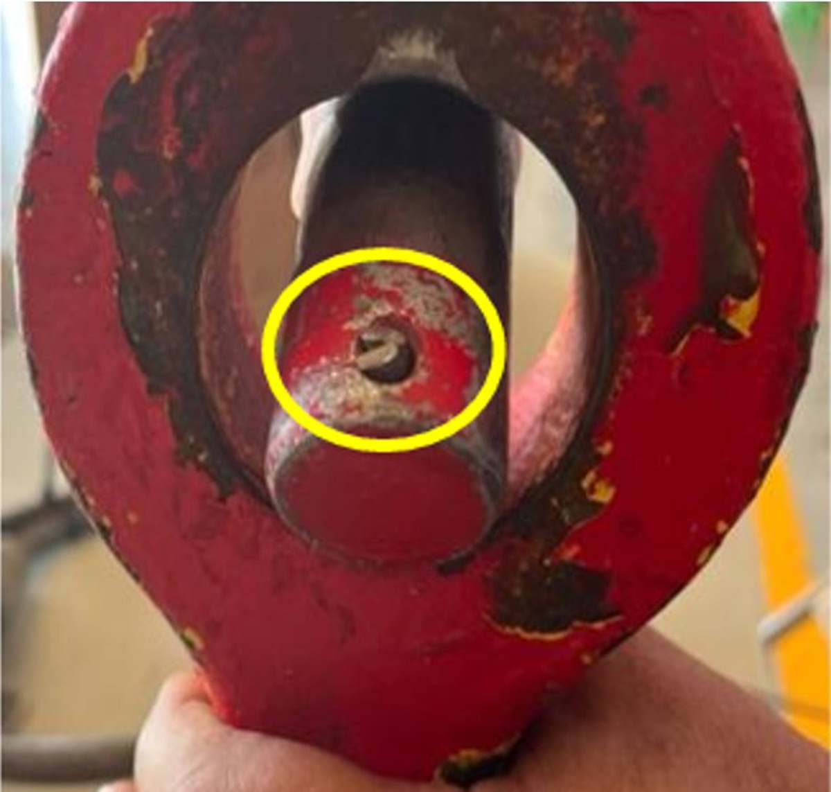 cotter pin at the end of the hook pin had sheared