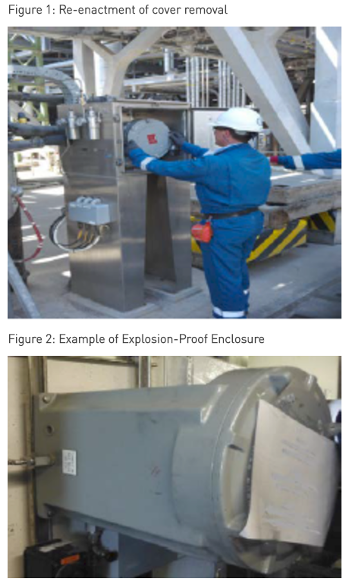 The engineer was killed when he removed the cover on an explosion-proof enclosure, as part of a routine task.