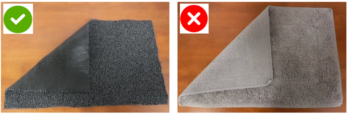 Cloth based mats were being used instead of rubberised (anti-slip) mats