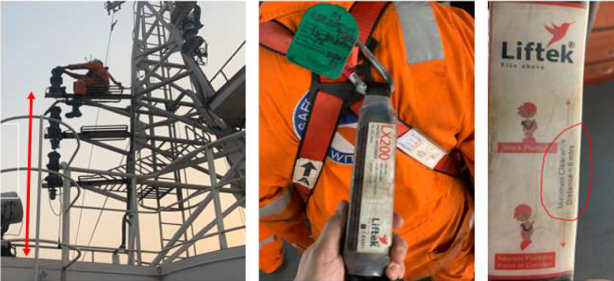 SF 21/23 2 Getting fall arrest equipment right 1 planning of work at height on vessel mast did not calculate the fall arrest correctly