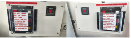 Perspex cover on mode selector panel