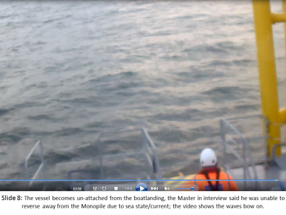 The vessel becomes unattached from the boat landing. 