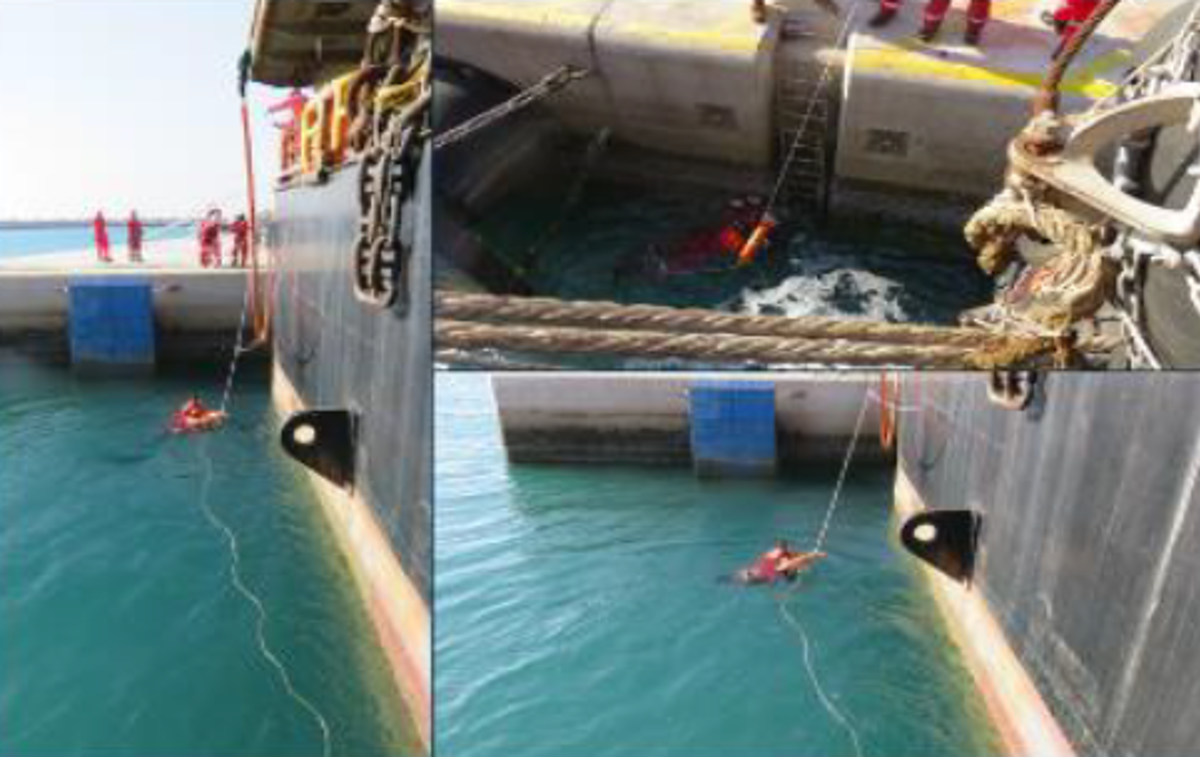 view of the rescue of the person who fell