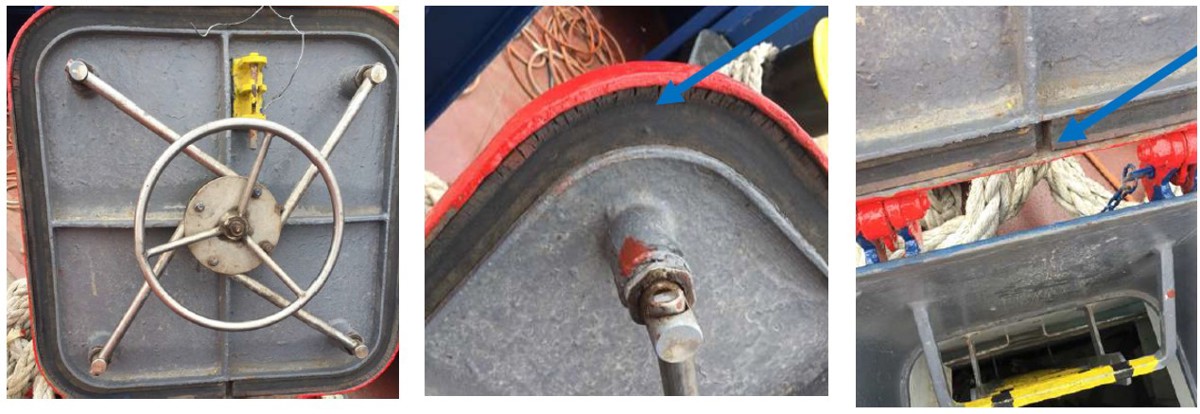Deteriorated seals on emergency hatch