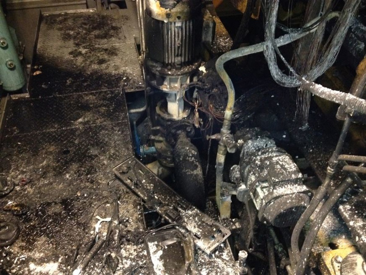 Fire In Engine Fire in engine room on platform supply vessel