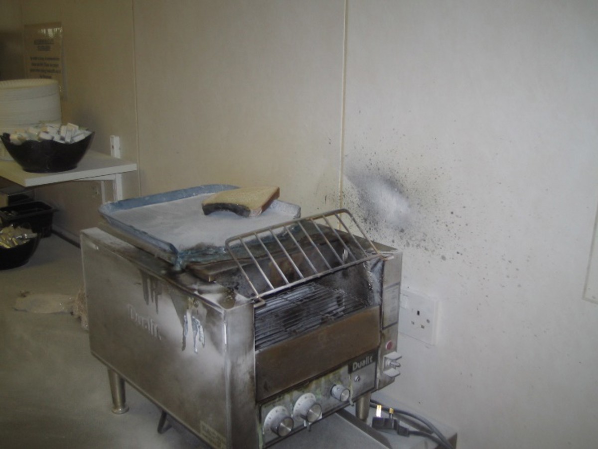 Fire damage to toaster