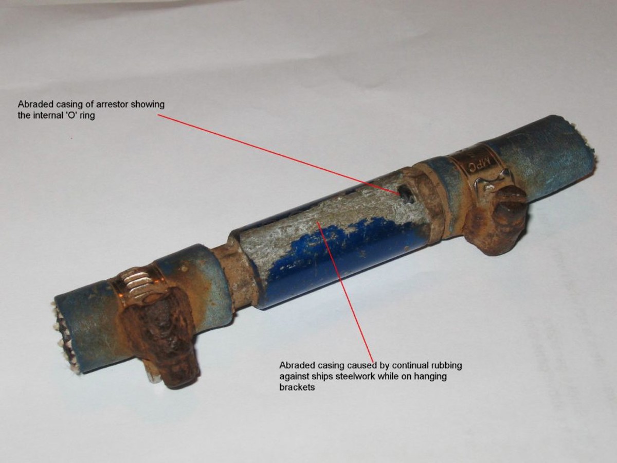 IMCA SF Abrasion of metal casing Abraded casing of arrestor showing internal O ring