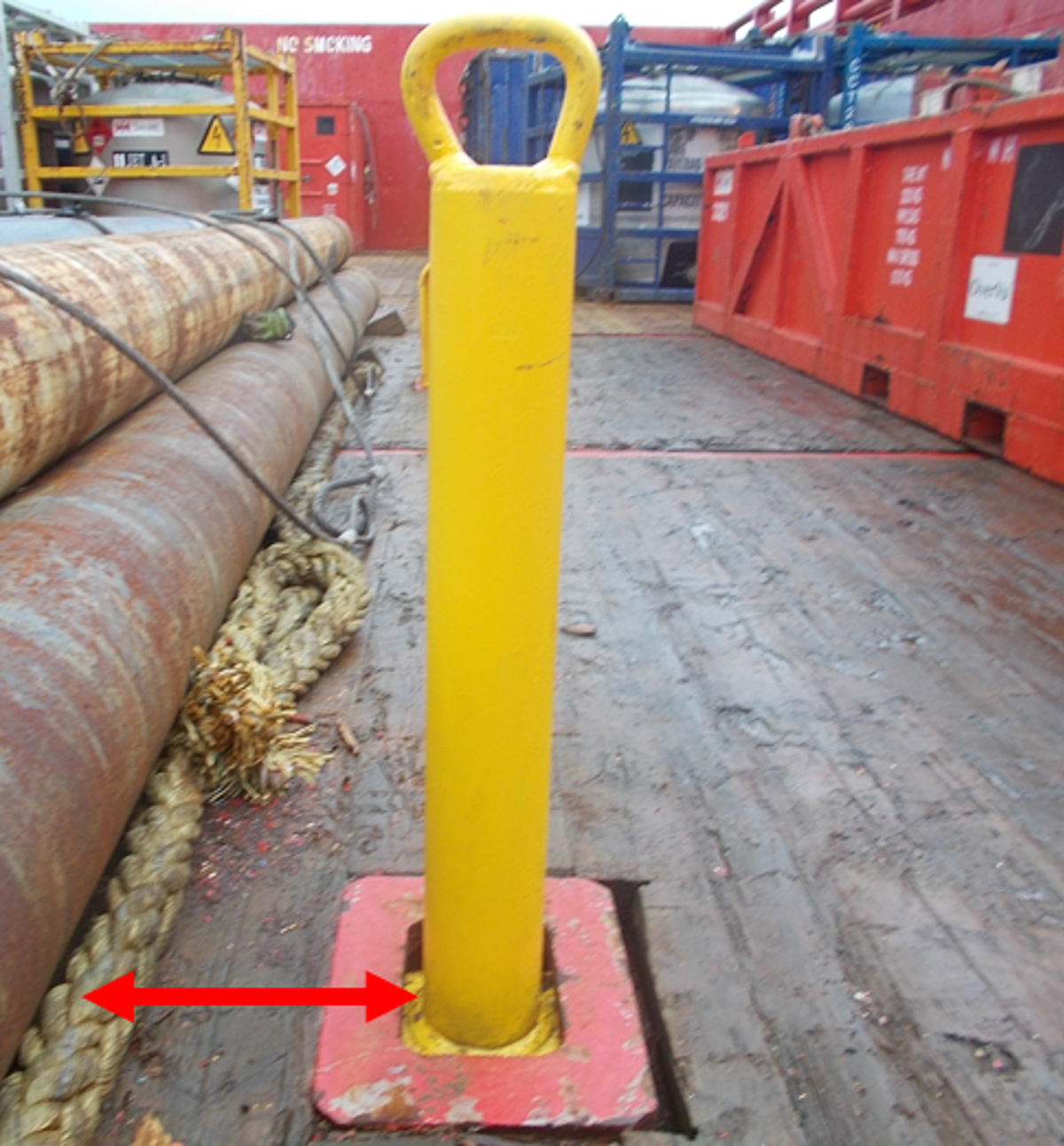 stanchion pin sheared at the base