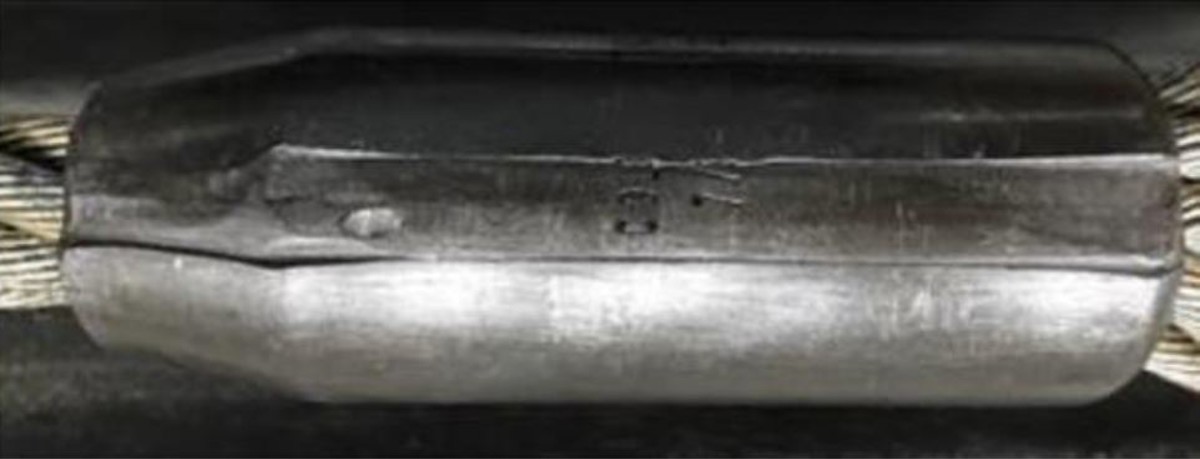 Correctly pressed 20mm steel ferrule