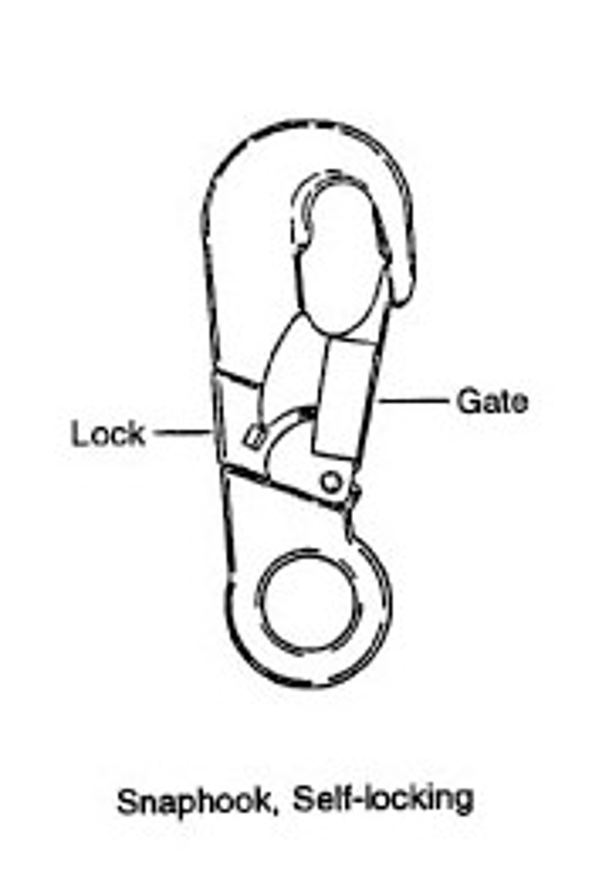 Snaphook, self-locking